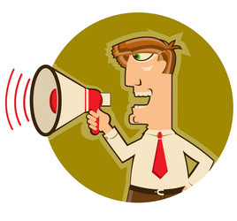 retro man with loudspeaker vector image