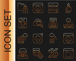set line browser files cloud technology data vector image