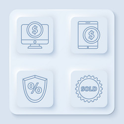 set line computer monitor with dollar tablet vector image
