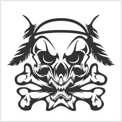 Skull native american and crossbones - isolated vector