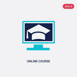 two color online course icon from e-learning vector image
