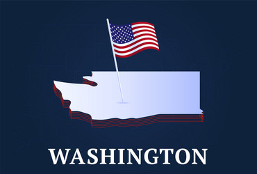 Washington state isometric map and usa national vector