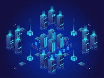 abstract technology objects isometric concept vector image
