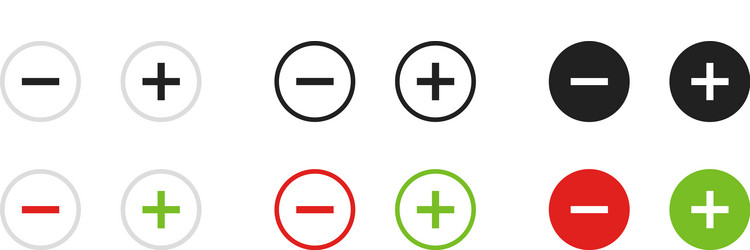 Plus and minus flat button set icon for web vector