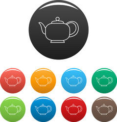 Teapot with handle icons set color vector