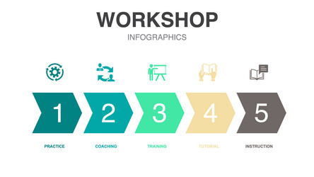 Workshop icons infographic design template vector