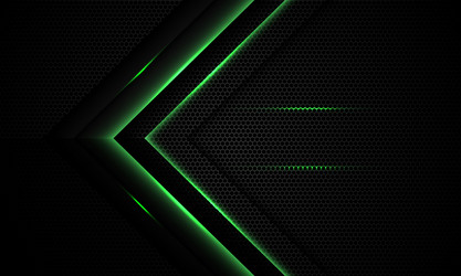 Abstract green light arrow on black with hexagon vector