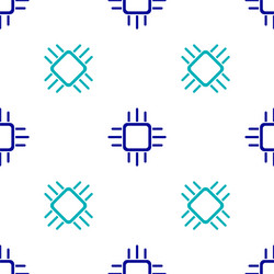 blue computer processor with microcircuits cpu vector image