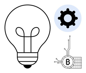 conceptual lightbulb with blockchain bitcoin vector image
