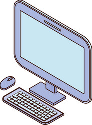 desktop computer screen with keyboard and mouse vector image