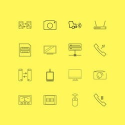 devices linear icon set simple outline icons vector image