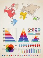 Global Map Charts and Data vector image