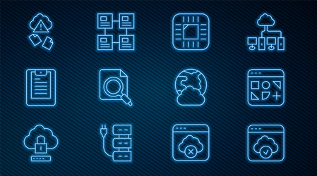 Set line cloud technology data transfer different vector