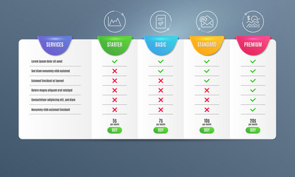 Diagram receive mail and checked file icons set vector