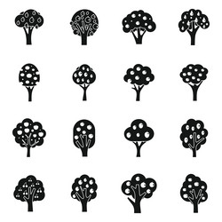 fruit tree icons set simple apple garden vector