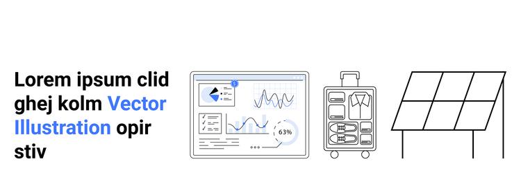 interactive data dashboard packed suitcase vector image