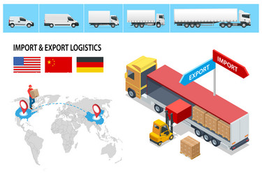 Logistics Isometric Delivery Landing Page Vector Image
