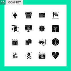 Modern set 16 solid glyphs and symbols vector