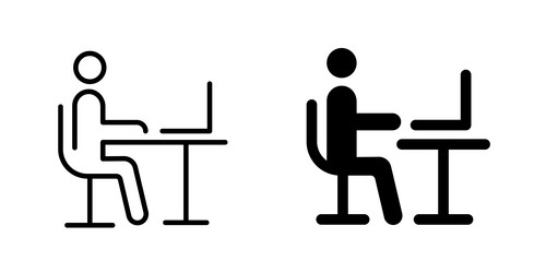 Office workspace desk icon computer table Vector Image