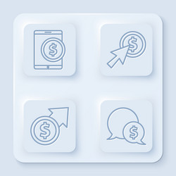 set line tablet with dollar cursor and coin vector image