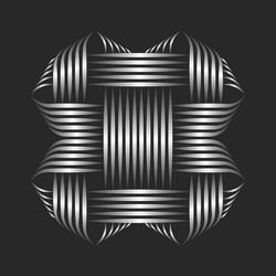 intertwined pattern logo square shape 3d effect vector image