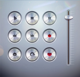 Metallic UI Slider & Buttons vector image