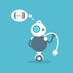 modern robot low battery charge message artificial vector