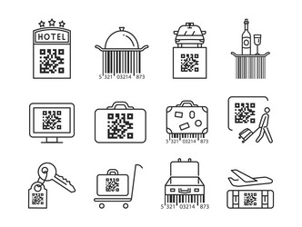 qr codes representing various services and items vector image