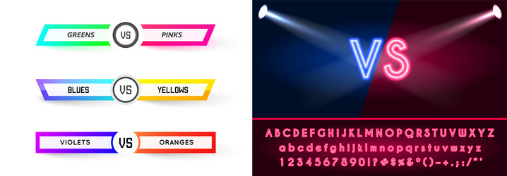 set of game versus screen with alphabet type vector image