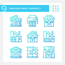 2d pixel perfect gradient economic crisis icons vector