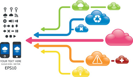 Cloud Data Flow Graph with Mobile Icons vector image