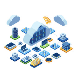 isometric cloud computing technology with data vector image
