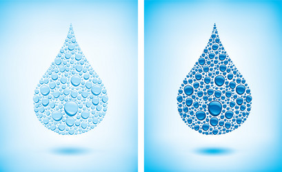 many water drops creating big drop vector