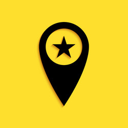 black map pointer with star icon isolated vector image