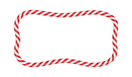 Christmas candy cane rectangle frame with red vector