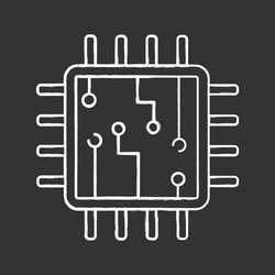 Computer chip chalk icon vector