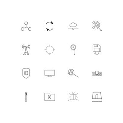 Internet security linear thin icons set outlined vector