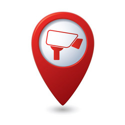 Map pointer with surveillance camera icon vector