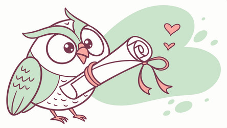 owl reading scroll on tree branch design vector image