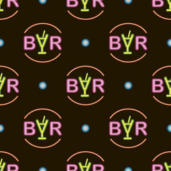 Seamless pattern with neon bright text bar vector