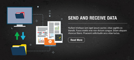 send and receive data banner internet with icons vector image