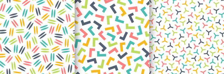 set of seamless patterns with colorful vector image