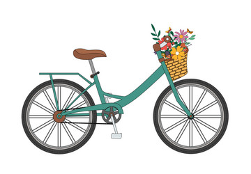 Spring Bicycle with Floral Bouquet Vector Image