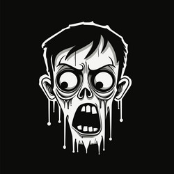 Black and white zombie head vector