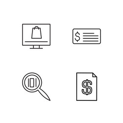 Business simple outlined icons set vector