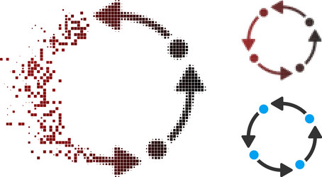Disintegrating pixel halftone rotate icon vector