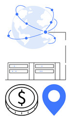 global network with servers digital location vector image
