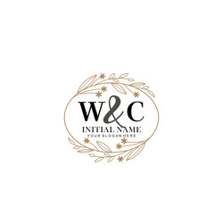 minimalist floral initial logo wc branding Vector Image
