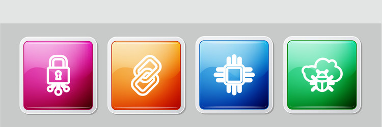 set line cyber security chain link processor vector image