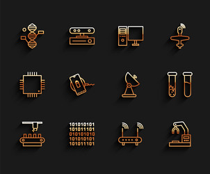 set line factory conveyor system belt binary code vector image
